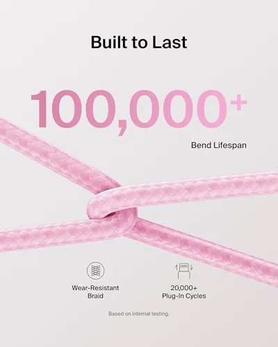 The Belkin USB C to USB C 60W Braided Cable 9.9ft in real use