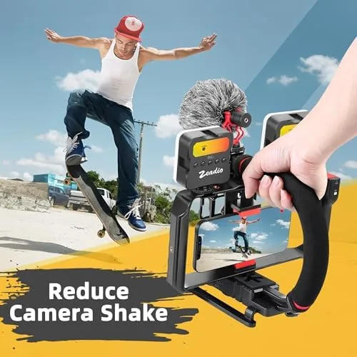 The Zeadio Smartphone Camera Stabilizer, All-in-One Video Rig Kit with Phone in real use