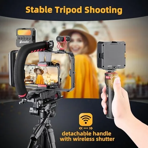 Another view of the Zeadio Smartphone Camera Stabilizer, All-in-One Video Rig Kit with Phone