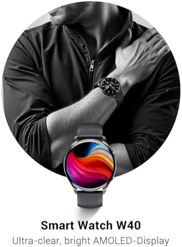 Detail shot of the IOWODO Smart Watch for Women Men, 1.43" AMOLED Ultra-Clear Screen features
