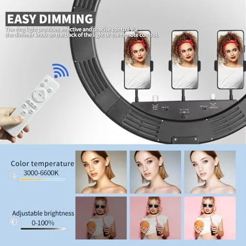 The 25 '' Ring Light Wall Mount with Phone Holder, Overhead in real use