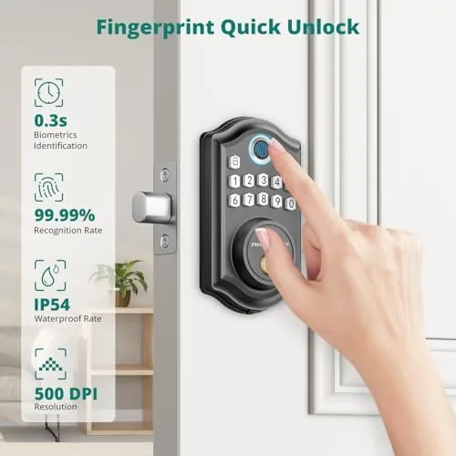 Close look at the DS10 Pro Fingerprint Keyless Entry Door Lock with Handle Set build quality