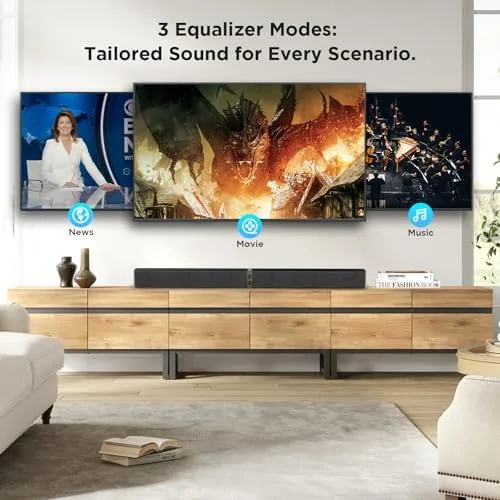 The MZEIBO Sound Bar for Smart TV，80W Detachable Bluetooth Soundbar with compared in context