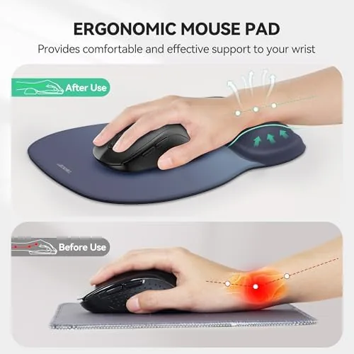 Close look at the TECKNET Gel Ergonomic Mouse Pad with Wrist Rest, Non-Slip PU build quality