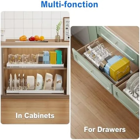 The organizer holding baking sheets and cutting boards upright