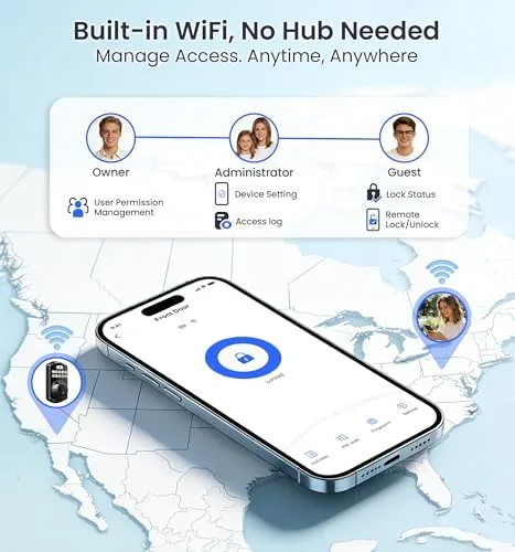 The lock app interface showing remote status and unlock controls