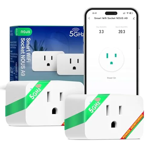 Overview of the NOUS Wi-Fi Smart Plug 15A, Dual-Band 2.4GHz & 5GHz, Energy
