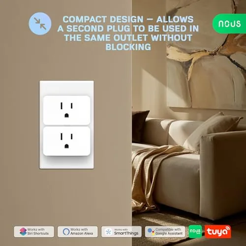 Another view of the NOUS Wi-Fi Smart Plug 15A, Dual-Band 2.4GHz & 5GHz, Energy