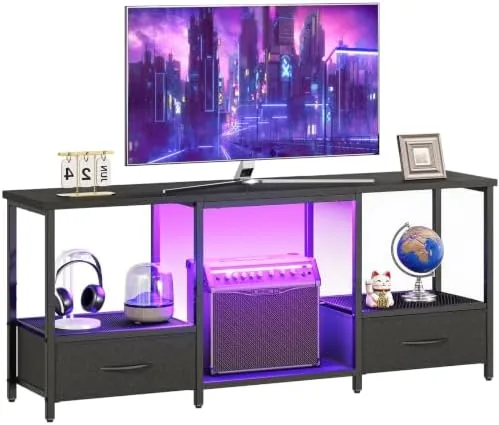 Overview of the HOOBRO LED TV Stand with Storage, LED Entertainment Center with