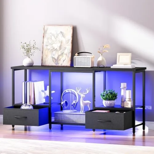 Another view of the HOOBRO LED TV Stand with Storage, LED Entertainment Center with