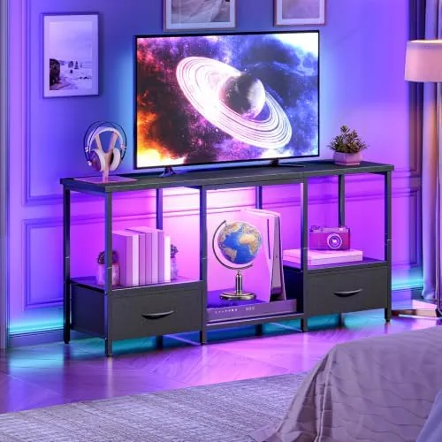 The HOOBRO LED TV Stand with Storage, LED Entertainment Center with compared in context
