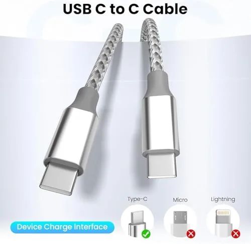Close look at the KYEHD USB C to USB C Cable 10ft 3 Pack build quality