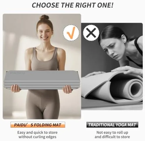 The PAIDU Foldable Yoga Mat 10MM Thick SGS Certified TPE 75x26" compared in context
