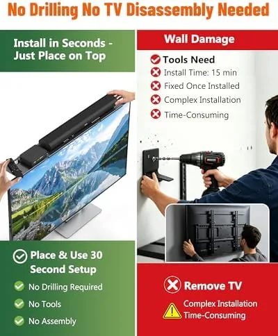 Close look at the Soundbar Mount, No Drilling Steel TV Top Shelf Fits Most build quality