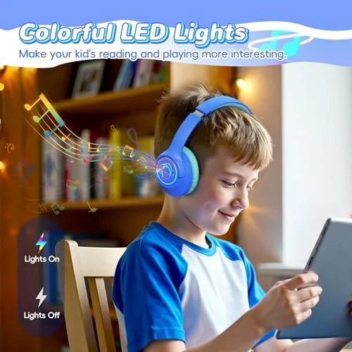 Detail shot of the Kids Bluetooth Headphones with 85H Playtime for Toddler Boy, Blue features