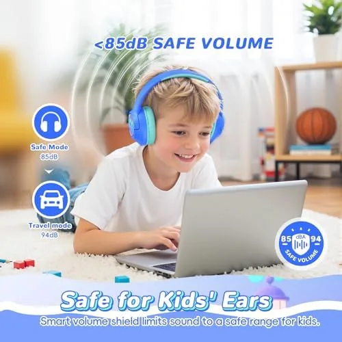 The Kids Bluetooth Headphones with 85H Playtime for Toddler Boy, Blue in real use