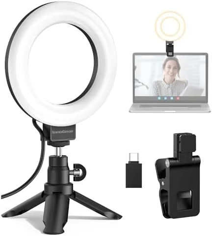 Another view of the InnoGear Ring Light with Stand for Desk Computer 60 LED