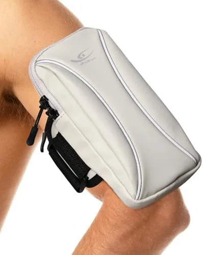 The arm bag and wrist bag packed into the small carry pouch