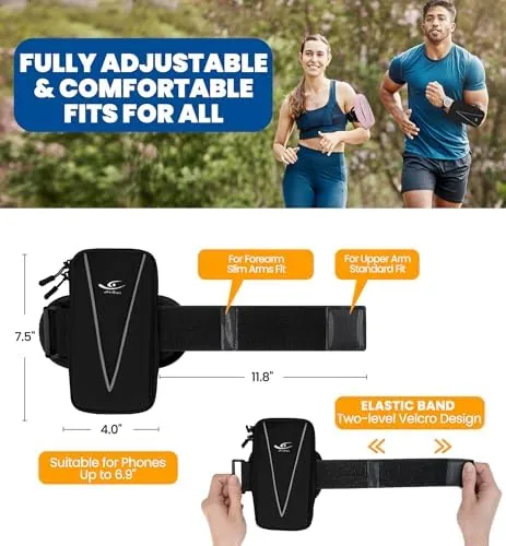 A runner wearing the arm bag during a morning run