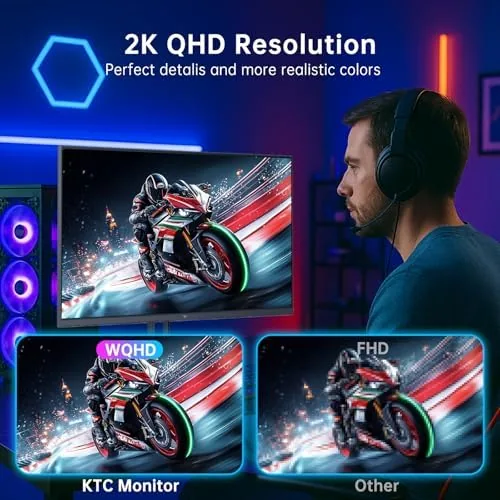 A fast paced racing game running on the KTC monitor at high refresh