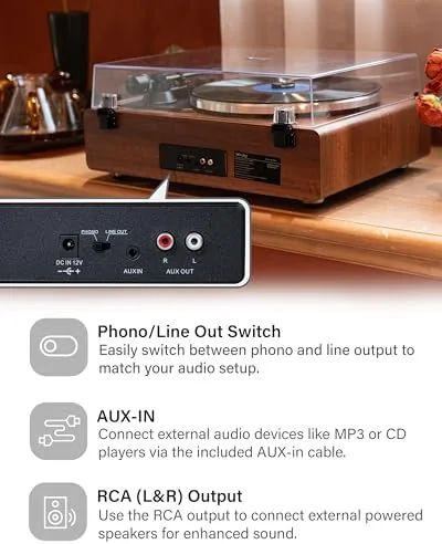 The Annesburg Vinyl Record Player, Hi-Fi Bluetooth Turntable with Speakers | in real use