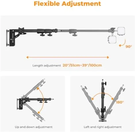 Close look at the K&F CONCEPT Ring Light Wall Mount Triangle Boom Arm 39.4" build quality