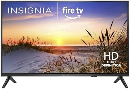 The INSIGNIA 32-inch F20 Series set up on a dresser in a bedroom