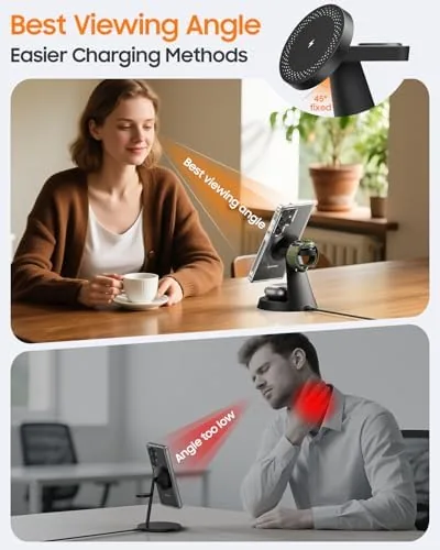 The Meifigno Magnetic Wireless Charger for Samsung, 3 in 1 Charging in real use