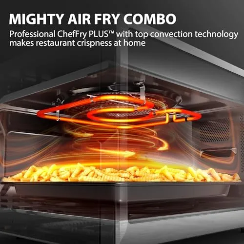 Food tray loaded into the microwave cavity ready for a cook cycle