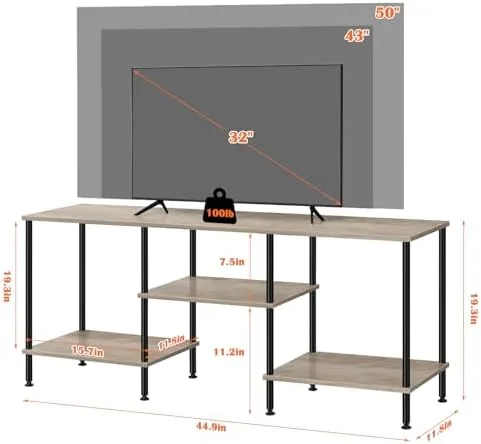 Close look at the 50 Inch TV Stand for Bedroom Rustic Grey TV Entertainment build quality