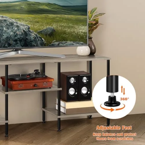The 50 Inch TV Stand for Bedroom Rustic Grey TV Entertainment in real use