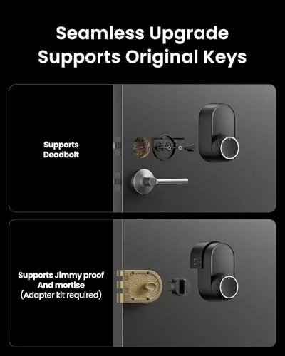 Close up of the lock exterior showing the backlit keypad and fingerprint sensor