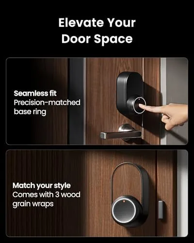 A person walking up to the door as the lock auto unlocks on approach