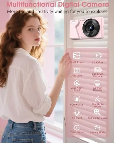 The camera screen showing autofocus framing with the front lens active