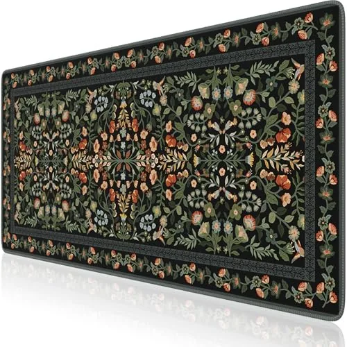 iCasso Floral Desk Mat,Mouse Pad for Office Decor,35.4x15.7in,Black | Back to School Desk Pad Review: Tested and Rated