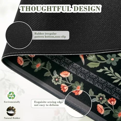 The iCasso Floral Desk Mat,Mouse Pad for Office Decor,35.4x15.7in,Black | Back in real use