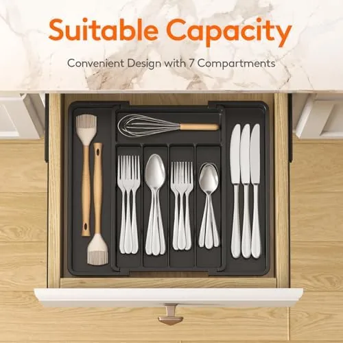 Close up of the organizer sections showing the molded dividers for different utensils