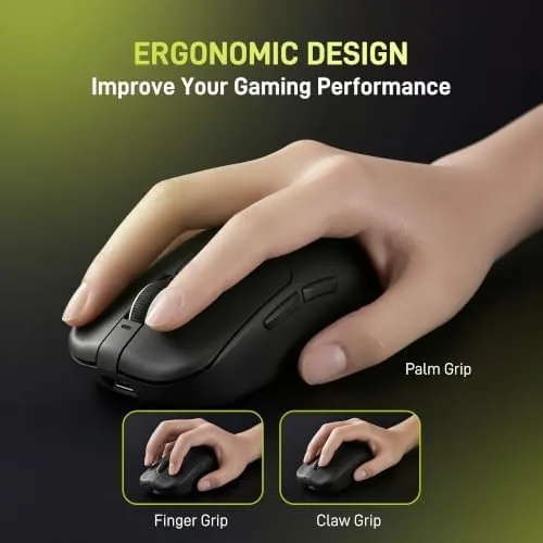 The mouse connected and charging with the battery indicator visible in the software