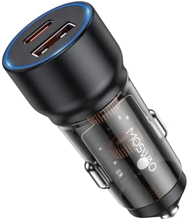 Overview of the MOSWAG USB C Car Charger, 75W Mini Cigarette Lighter USB