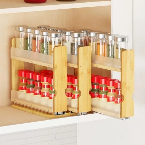 SpaceAid Bamboo Pull Out Spice Rack Review: Sliding Cabinet Organization Done Right
