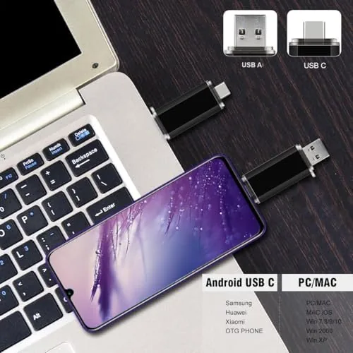 Another view of the 2-Pack 128GB USB C Flash Drive Dual Type C +