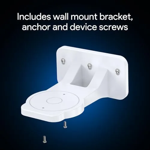 Home office wall with the mounted Orbi node and a reclaimed desk below
