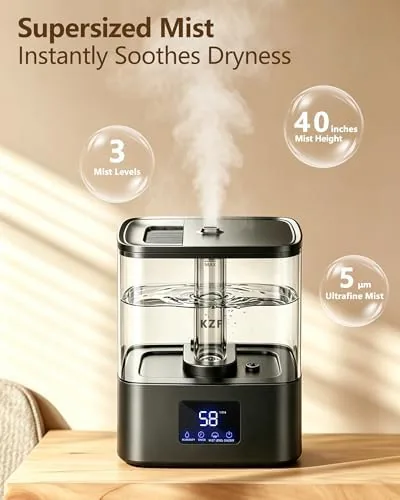 Side by side view of the KZF 4L unit, a compact humidifier, and a larger 6L model