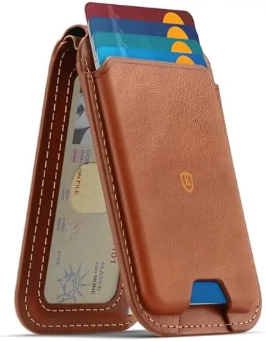 SHIELDON Genuine Leather Magnetic Wallet Stand for MagSafe, Retro Brown | Strong Magnetic, Card Review: Tested and Rated
