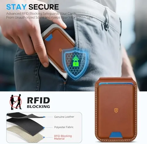 The SHIELDON Genuine Leather Magnetic Wallet Stand for MagSafe, Retro Brown compared in context