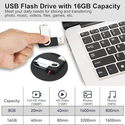 Another view of the Swivel Design 16GB USB Flash Drive with Keychain, USB 2.0