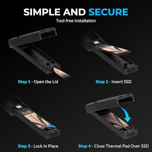 Close look at the SABRENT USB-C NVMe Enclosure & Reader, M.2 PCIe SSD, 10Gbps build quality