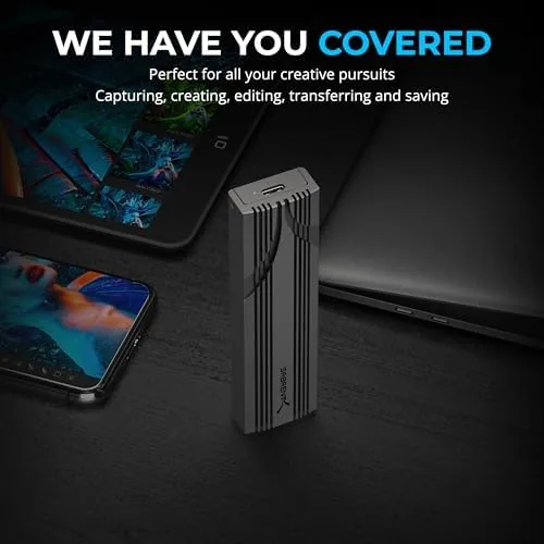 Another view of the SABRENT USB-C NVMe Enclosure & Reader, M.2 PCIe SSD, 10Gbps