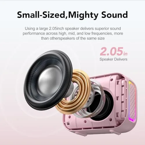 Close up of the pink speaker mesh fabric and the sealed control buttons