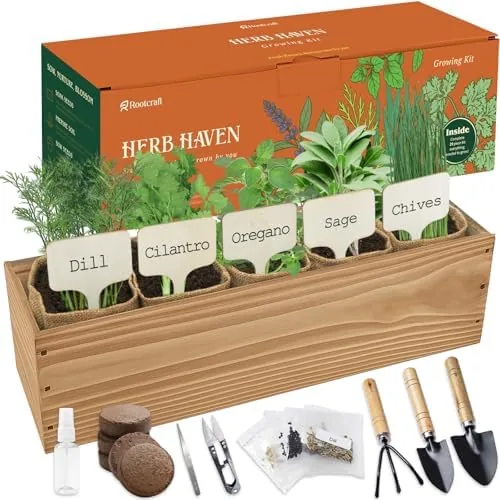 5 Herb Garden Planter Indoor with Wooden Box, Home Kitchen Seed Starter Kit Including Review: Tested and Rated